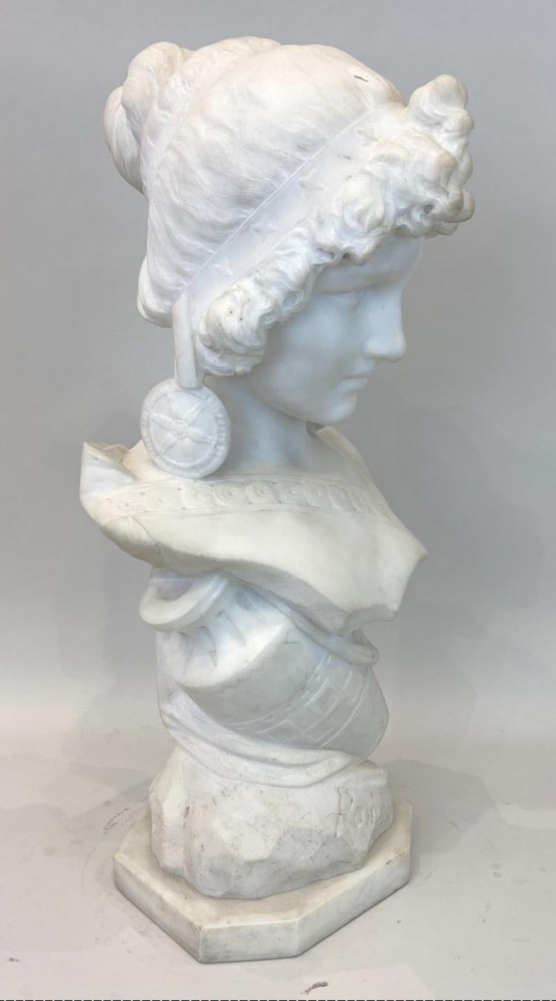 Escultura de busto en mármol de Carrara de Isidore Loli, siglo XIX. Mármol en venta
