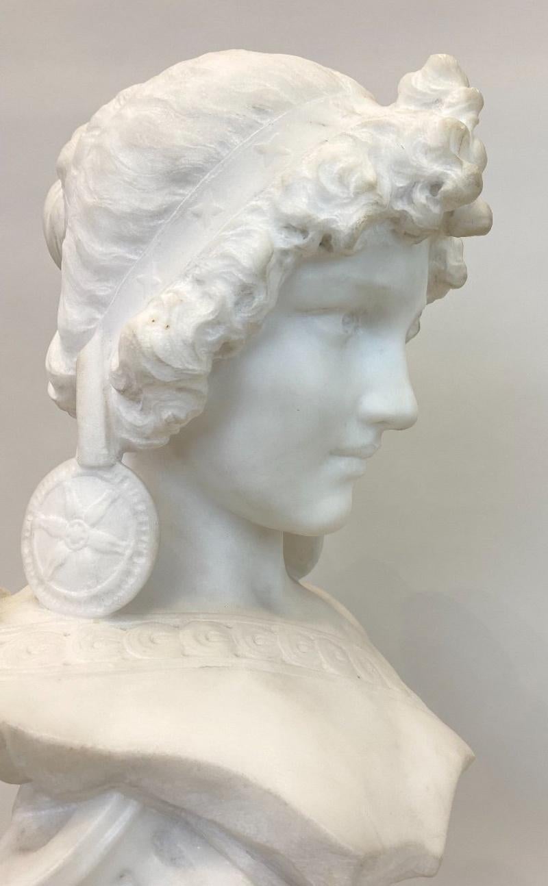 Escultura de busto en mármol de Carrara de Isidore Loli, siglo XIX. en venta 1