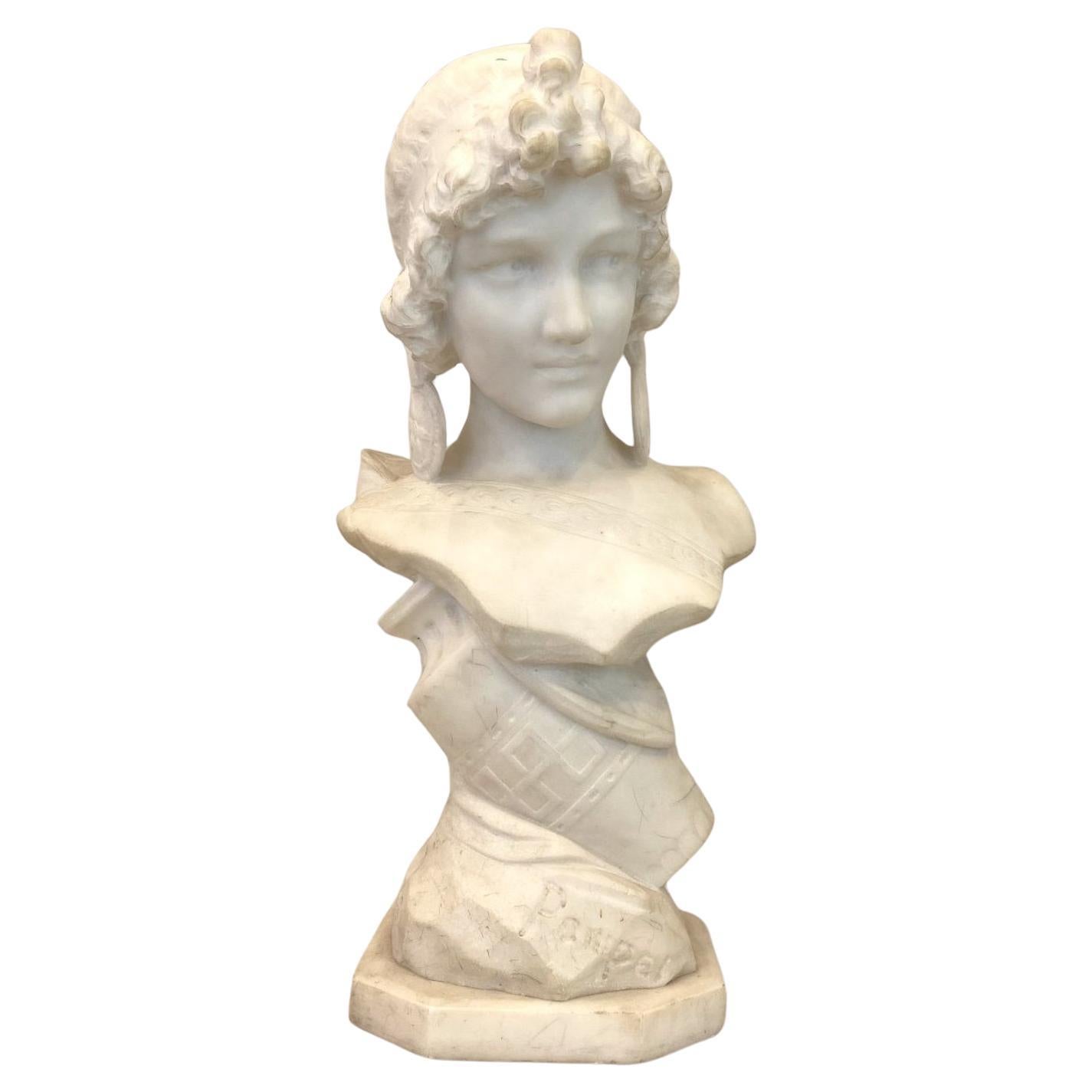 Scultura di un busto in marmo di Carrara di Isidore Loli, XIX secolo.