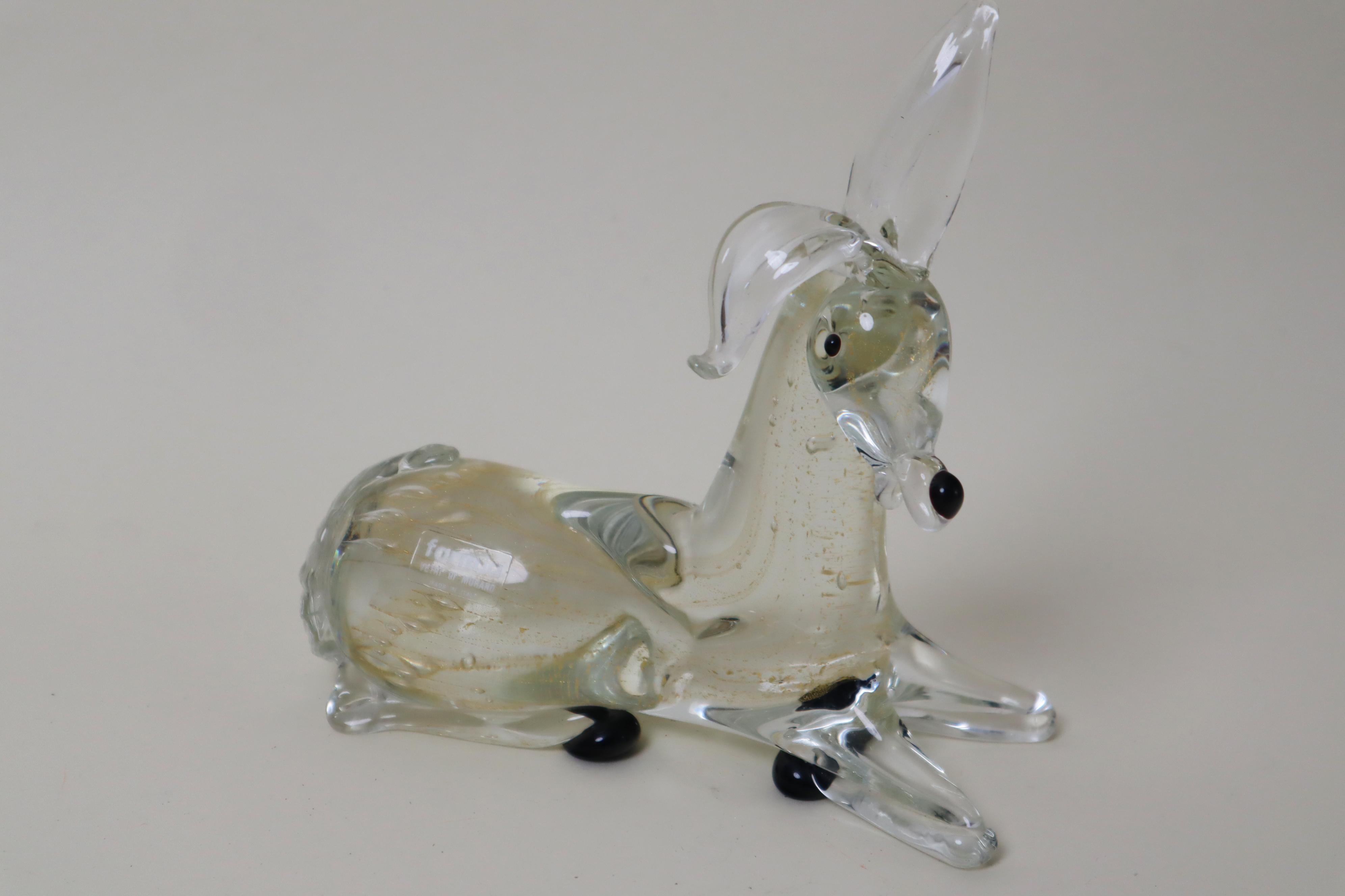 Scultura di un asino in vetro di Murano con polvere d'oro in vendita 2