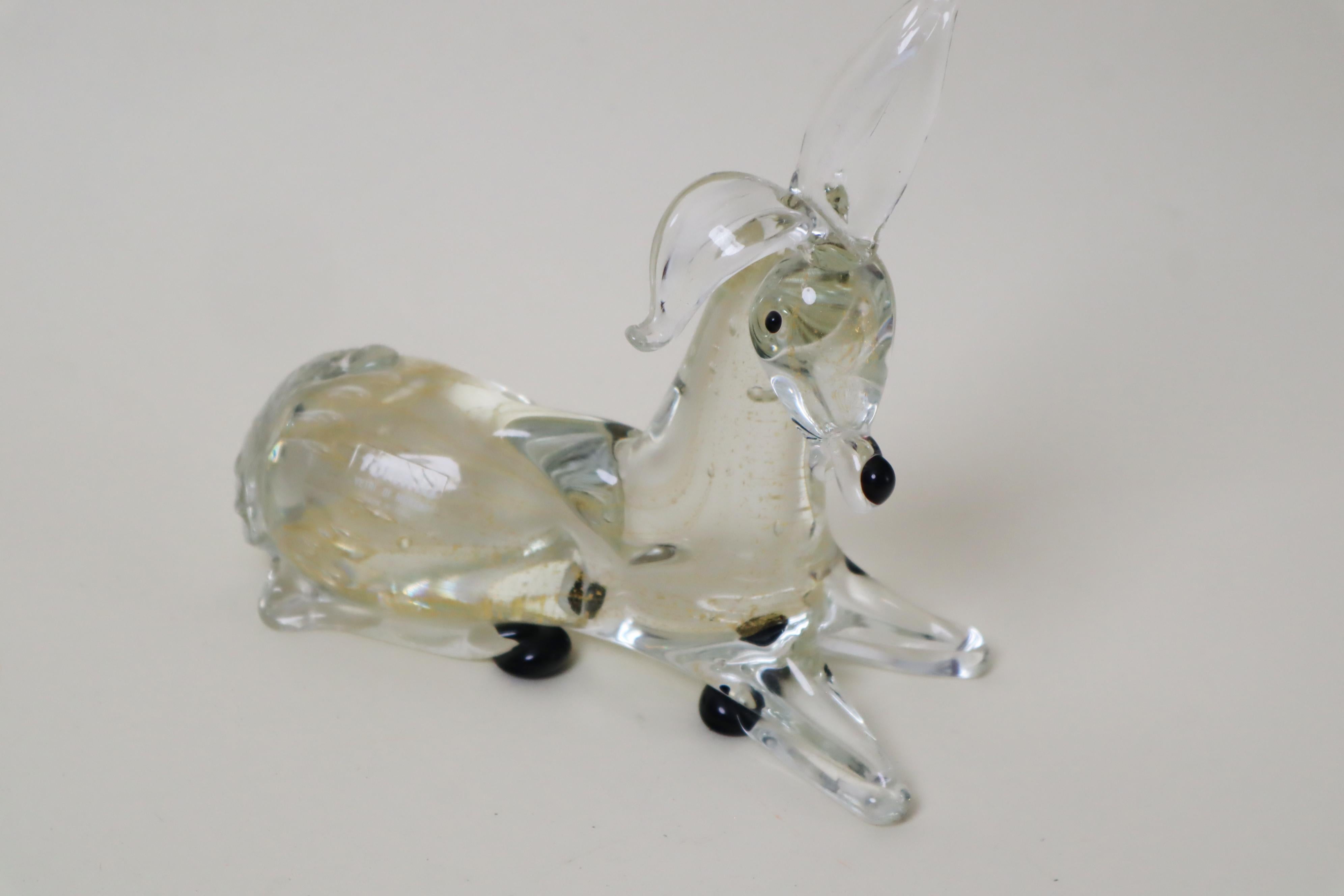 Fine XX secolo Scultura di un asino in vetro di Murano con polvere d'oro in vendita