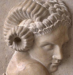 Sculpture of a Faun's Head Made of Cleopatra Yellow Marble Early 20th Century