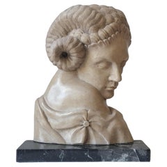 Sculpture de tête de faune en marbre jaune de Cléopâtre, début du 20e siècle