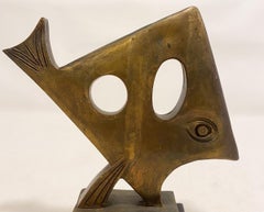 sculpture of a fish, signed