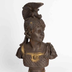 Sculpture Of a Greek Man In Clothing, Made Of Cast Iron, Early 20th Century.