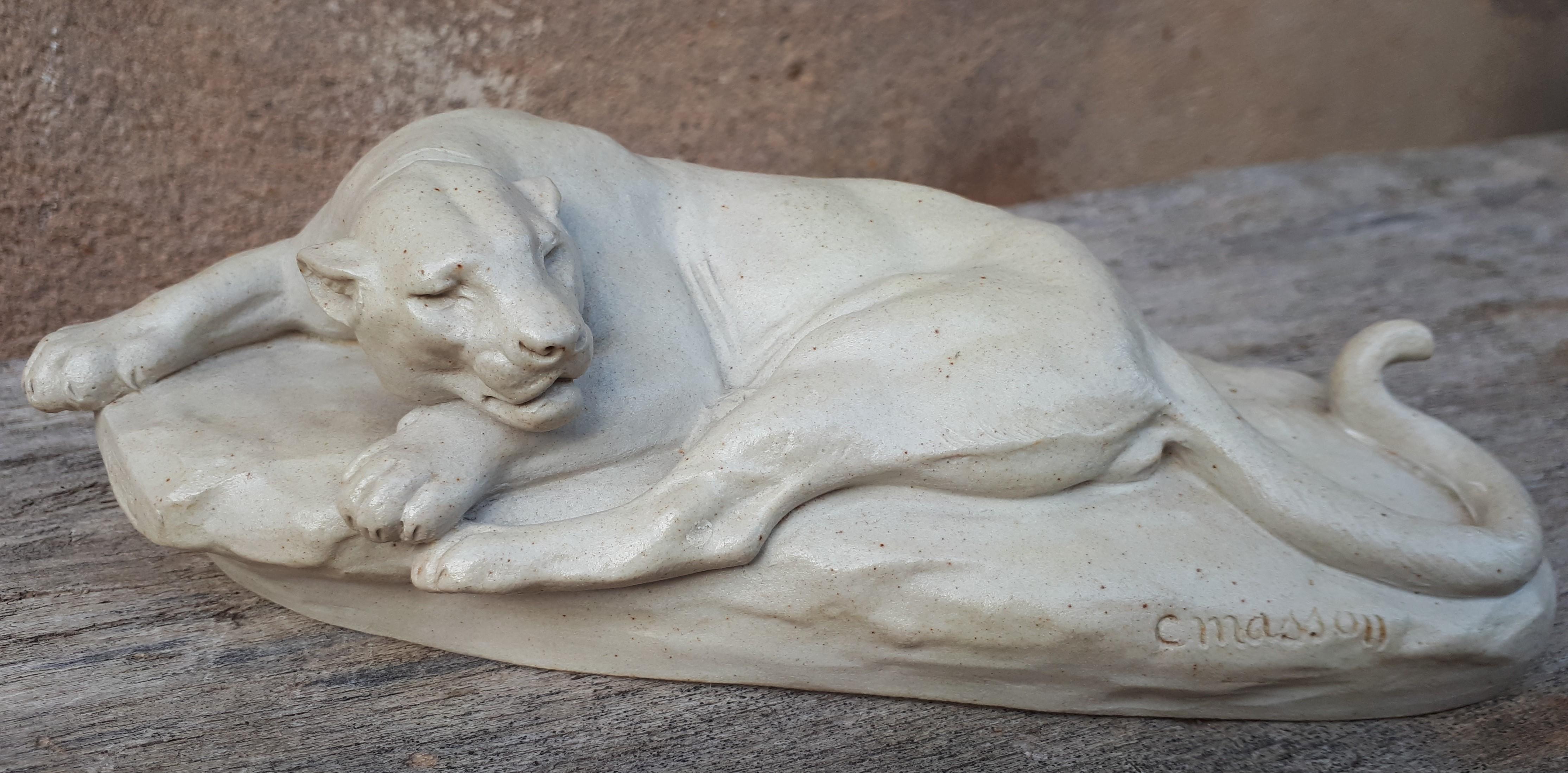 Sculpture Of A Lying Lioness, By Clovis-Edmond Masson (éditeurs Susse Frères) For Sale 7