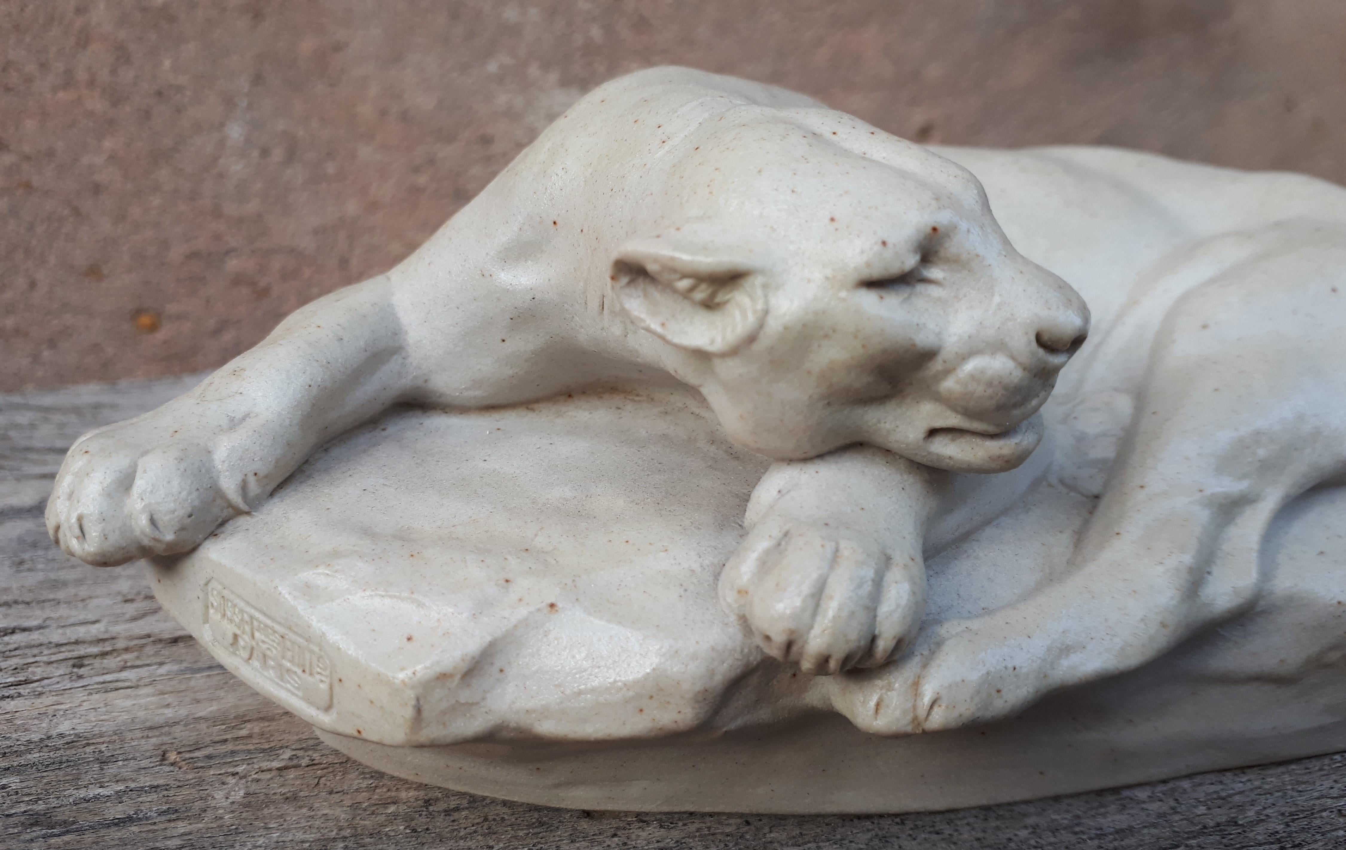 Sculpture Of A Lying Lioness, By Clovis-Edmond Masson (éditeurs Susse Frères) For Sale 8