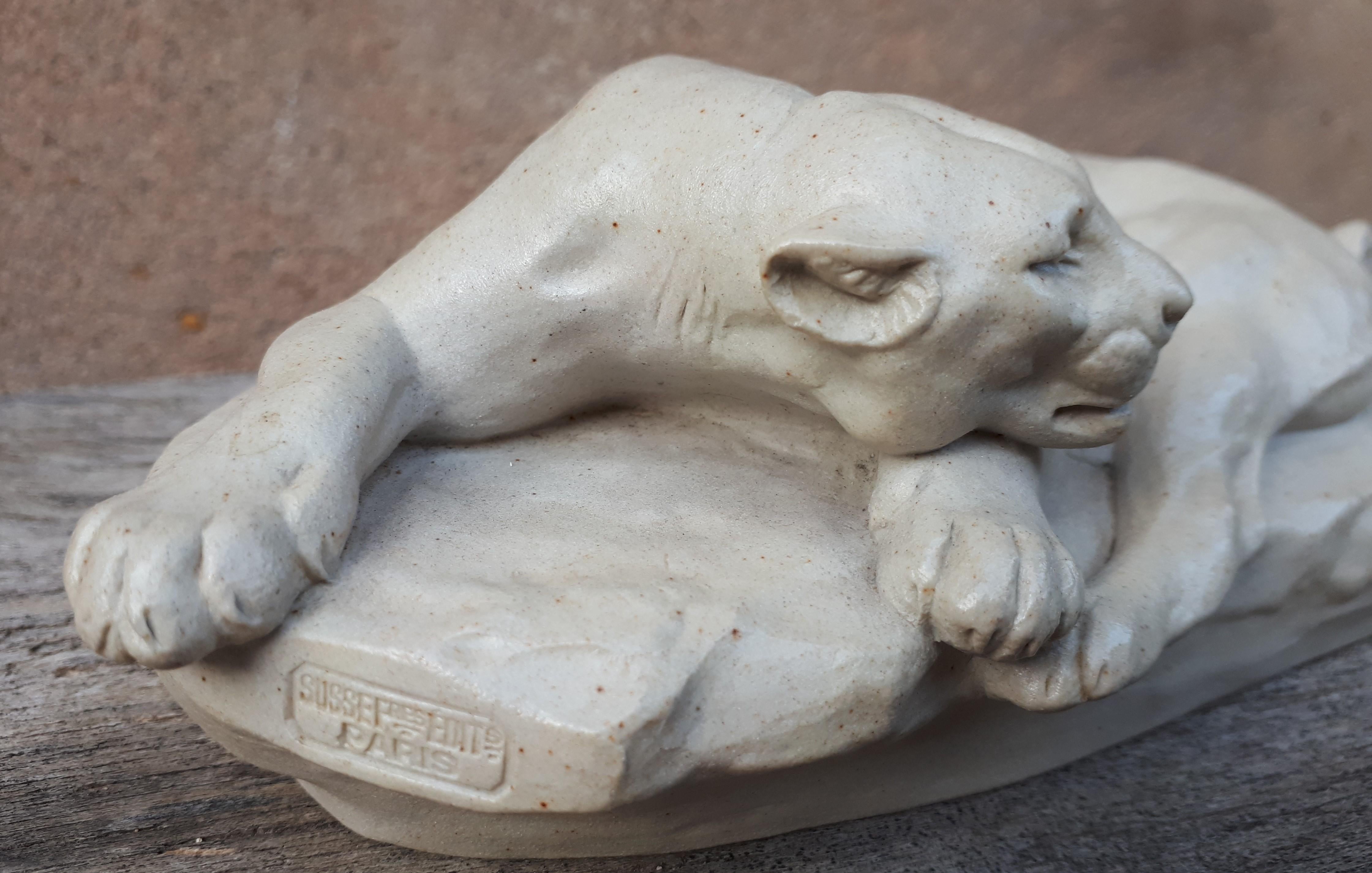Sculpture Of A Lying Lioness, By Clovis-Edmond Masson (éditeurs Susse Frères) For Sale 9