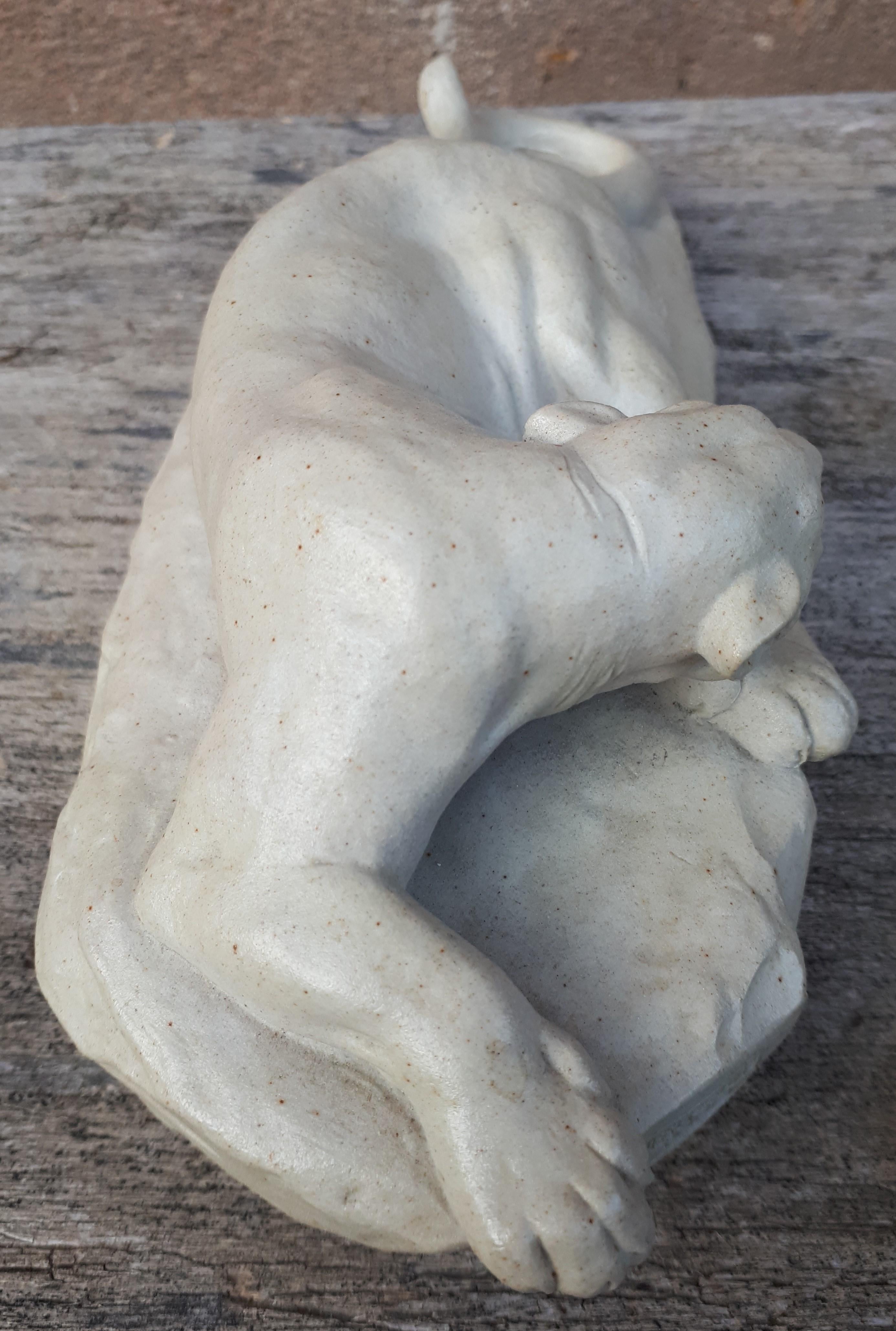 Sandstone Sculpture Of A Lying Lioness, By Clovis-Edmond Masson (éditeurs Susse Frères) For Sale