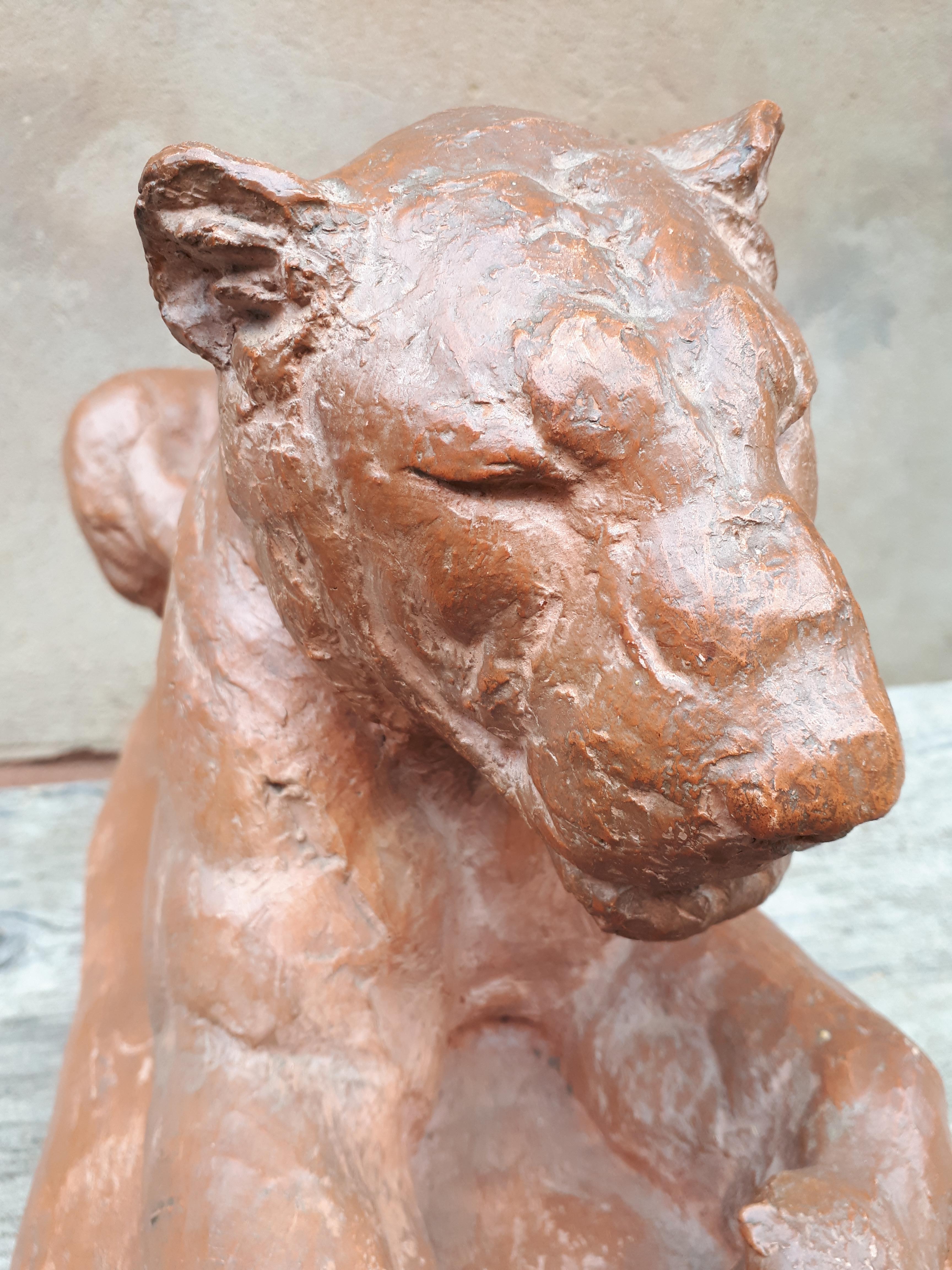 Sculpture Of A Lying Lioness, By Cocry (édition Martel) For Sale 3