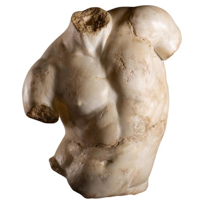 Skulptur eines männlichen Torso im hellenistischen Stil, 21. Jahrhundert.