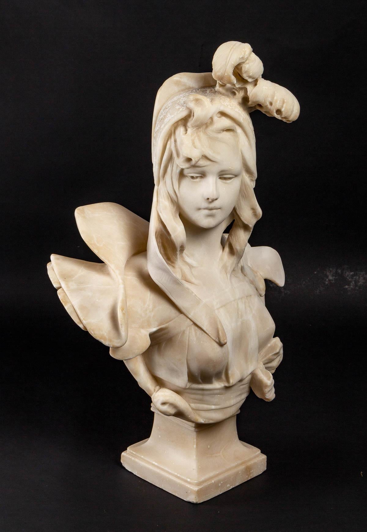 Late 19th Century Sculpture of a Merveilleuse in Alabaster