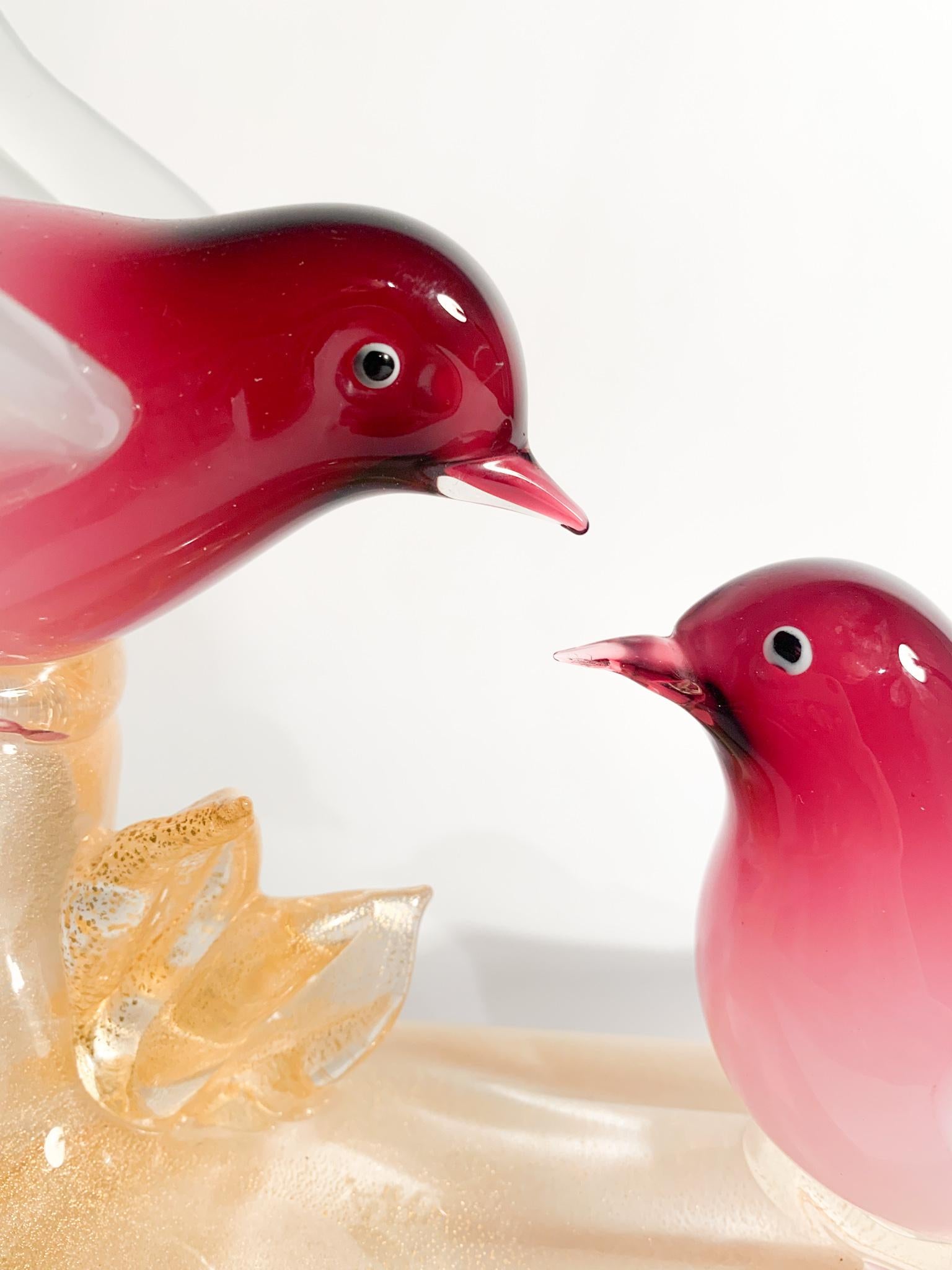 Mid-Century Modern Sculpture of a Pair of Birds in Murano Glass by ARS Cenedese 1960s For Sale