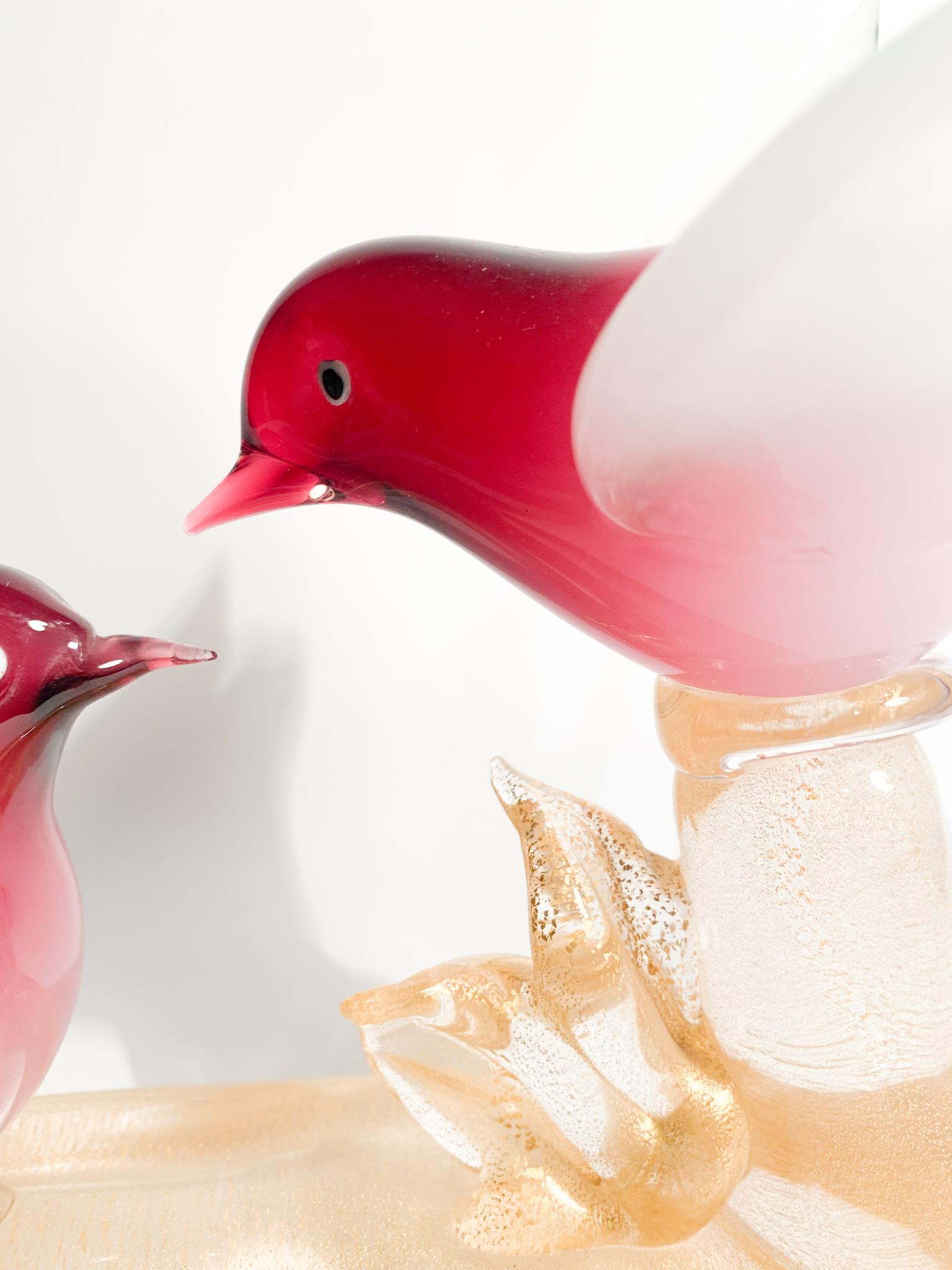 Sculpture of a Pair of Birds in Murano Glass by ARS Cenedese 1960s For Sale 3