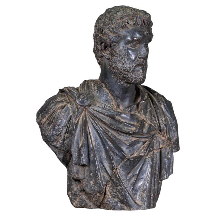 Sculpture of a Roman Emperor in Resin, Very Beautiful Black Bronze Patina.