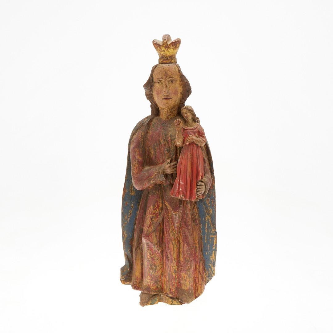 Rococo Sculpture of a Saint, Village Madonna, Linden Wood, 19th Century, South Tirol For Sale
