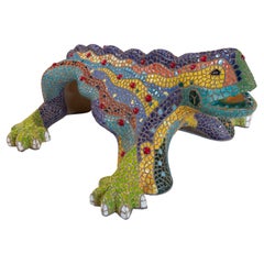 Sculpture of a Salamander Made of Small Coloured Tesserae of Tiles