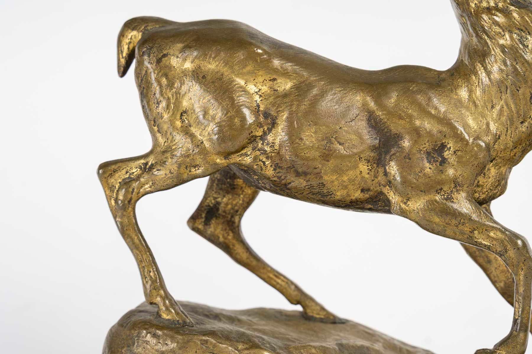 French Sculpture of a Stag in Freedom by Aignon, Sculptor, Napoleon III Period. For Sale