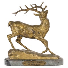 Antique Sculpture of a Stag in Freedom by Aignon, Sculptor, Napoleon III Period.
