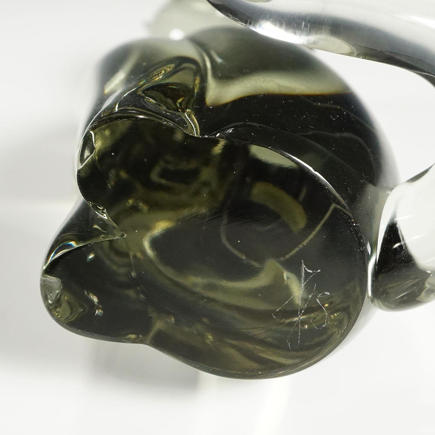 Art Glass Sculpture of a Stylized Cat Designed by Livio Seguso, ca. 1970s For Sale