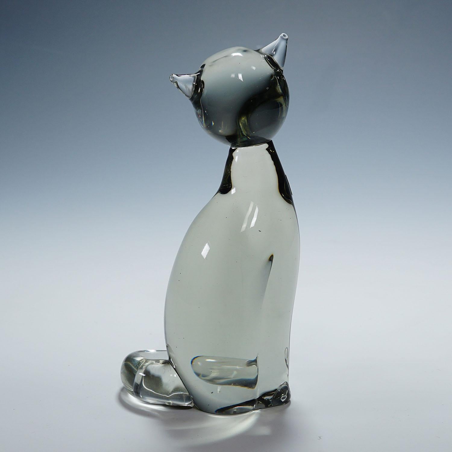 Sculpture d'un chat stylisé conçue par Livio Seguso pour Graal Glass Bon état - En vente à Berghuelen, DE