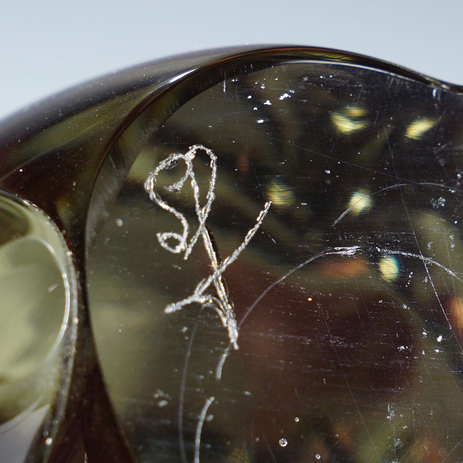 Verre d'art Sculpture d'un chat stylisé conçue par Livio Seguso pour Graal Glass en vente