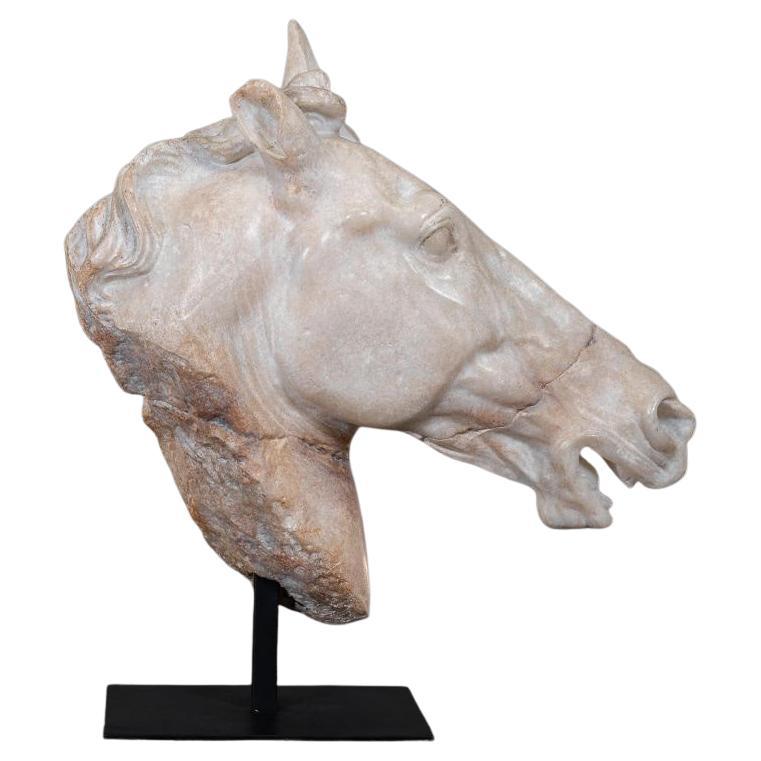 Escultura de Cabeza de Caballo Blanco, tamaño grande.