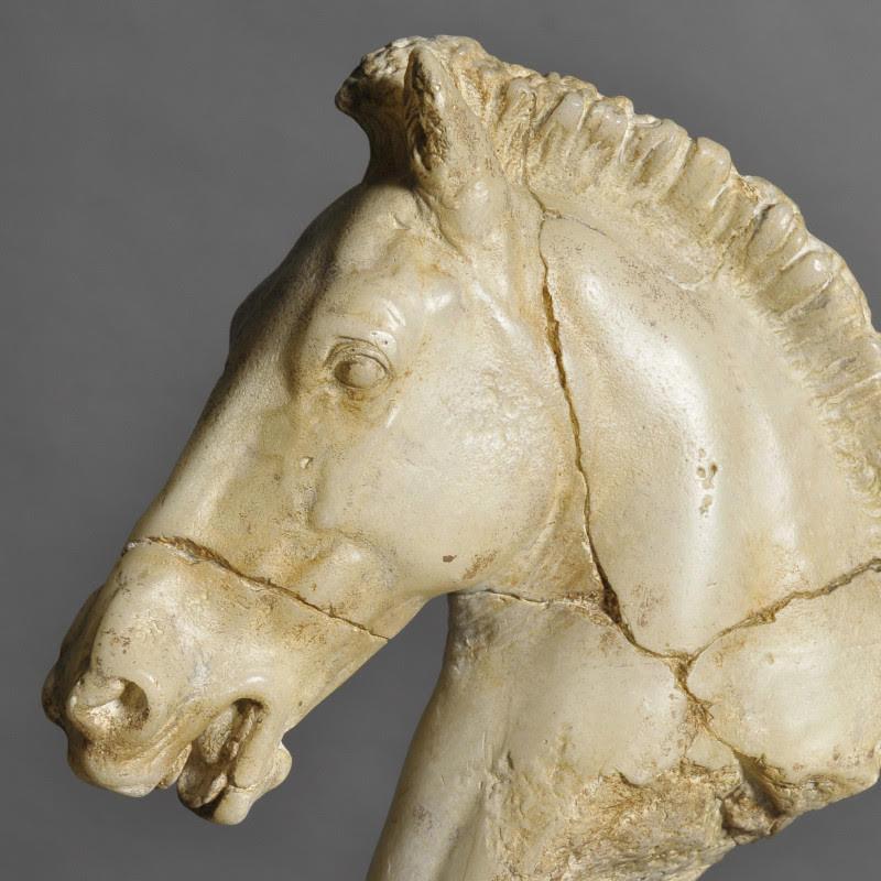 French Sculpture of a White Horse's Head. For Sale