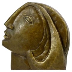 Skulptur eines Frauenkopfes aus patinierter Bronze nach Picasso, 21. Jahrhundert.