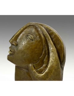 Sculpture of a Woman's Head in Patinated Bronze after Picasso, 21st Century.