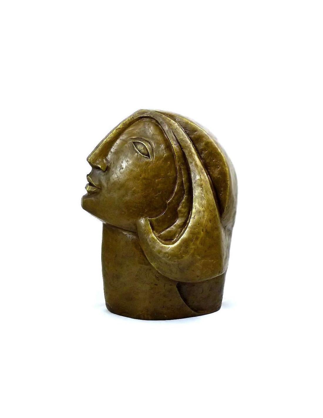 Patinato Scultura di testa di donna in bronzo patinato dopo Picasso, 21° secolo. in vendita