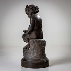 Early 20th Century Bronze Sculpture of Young Satyr with Lizard