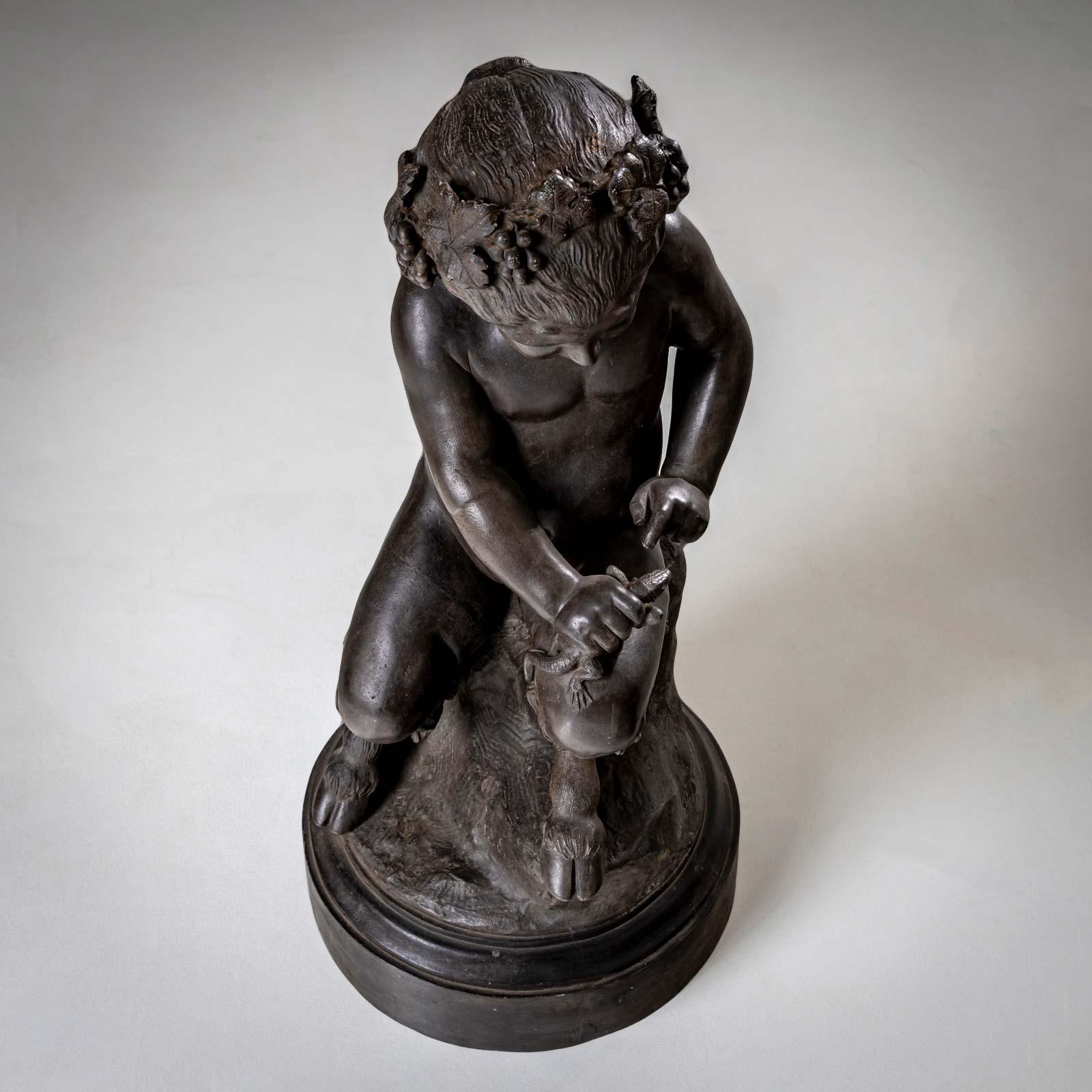 Bronze Sculpture d'un jeune satyre, début du 20e siècle en vente