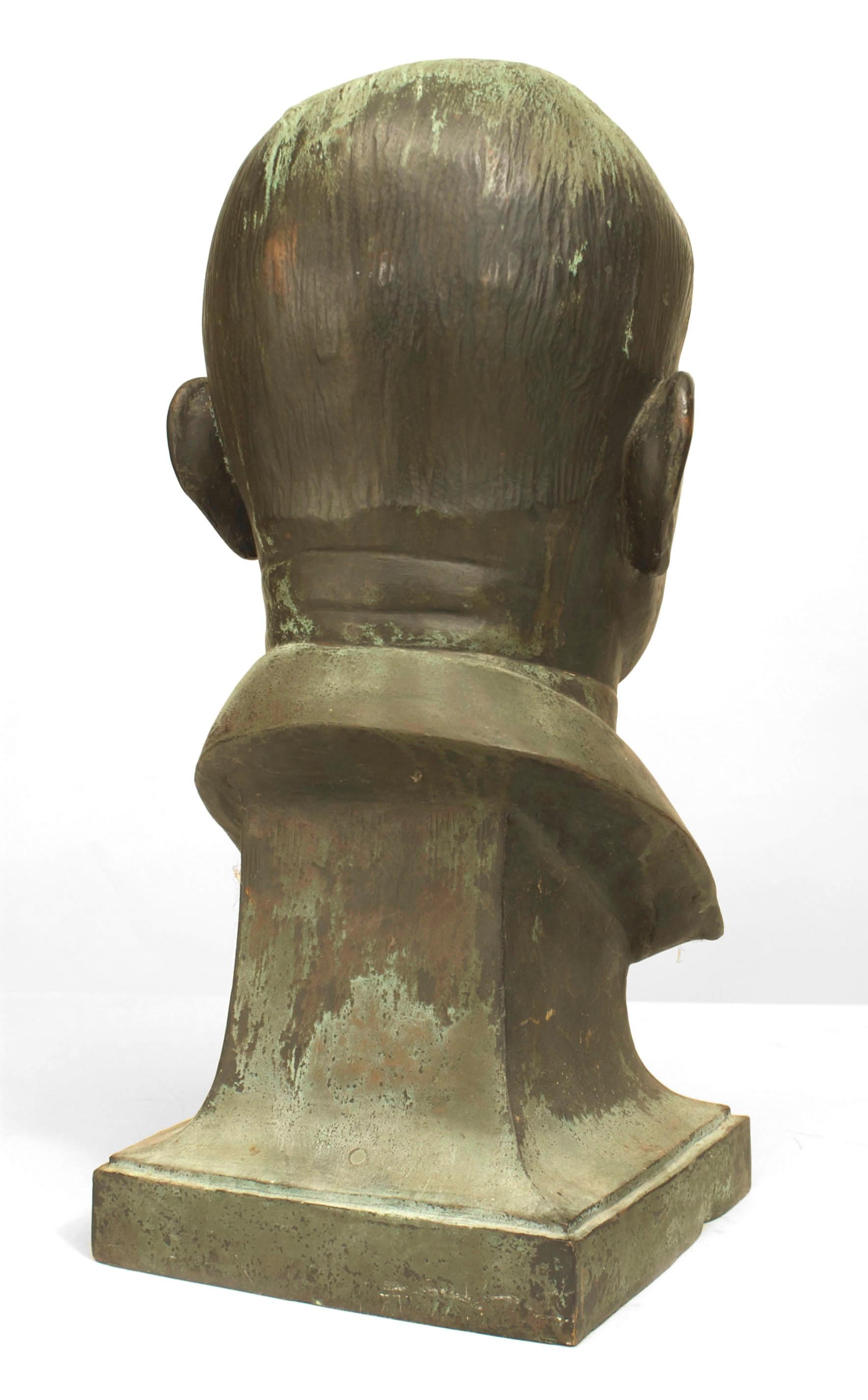 Neoclassical American Bronze Patina Gentleman Bust For Sale