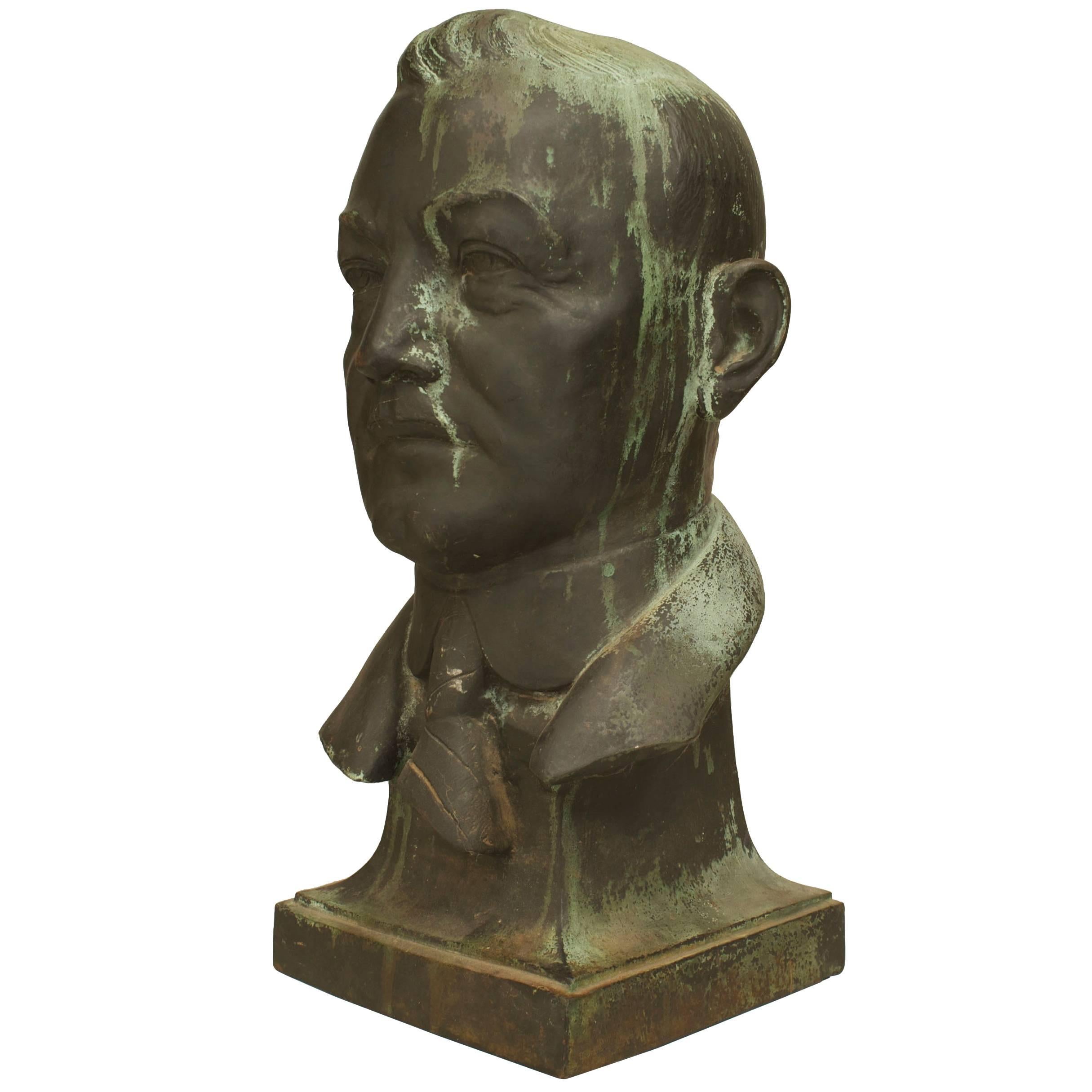 American Bronze Patina Gentleman Bust For Sale