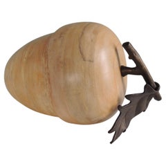 Sculpture of Oversized Acorn with Bronze Tone Leaf Shape Handle