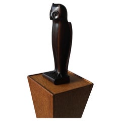 Sculpture of an owl in solid macassar ebony, 1910s, Austria