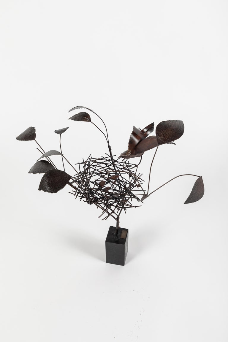 American Sculpture of Bird and Nest in Tree For Sale