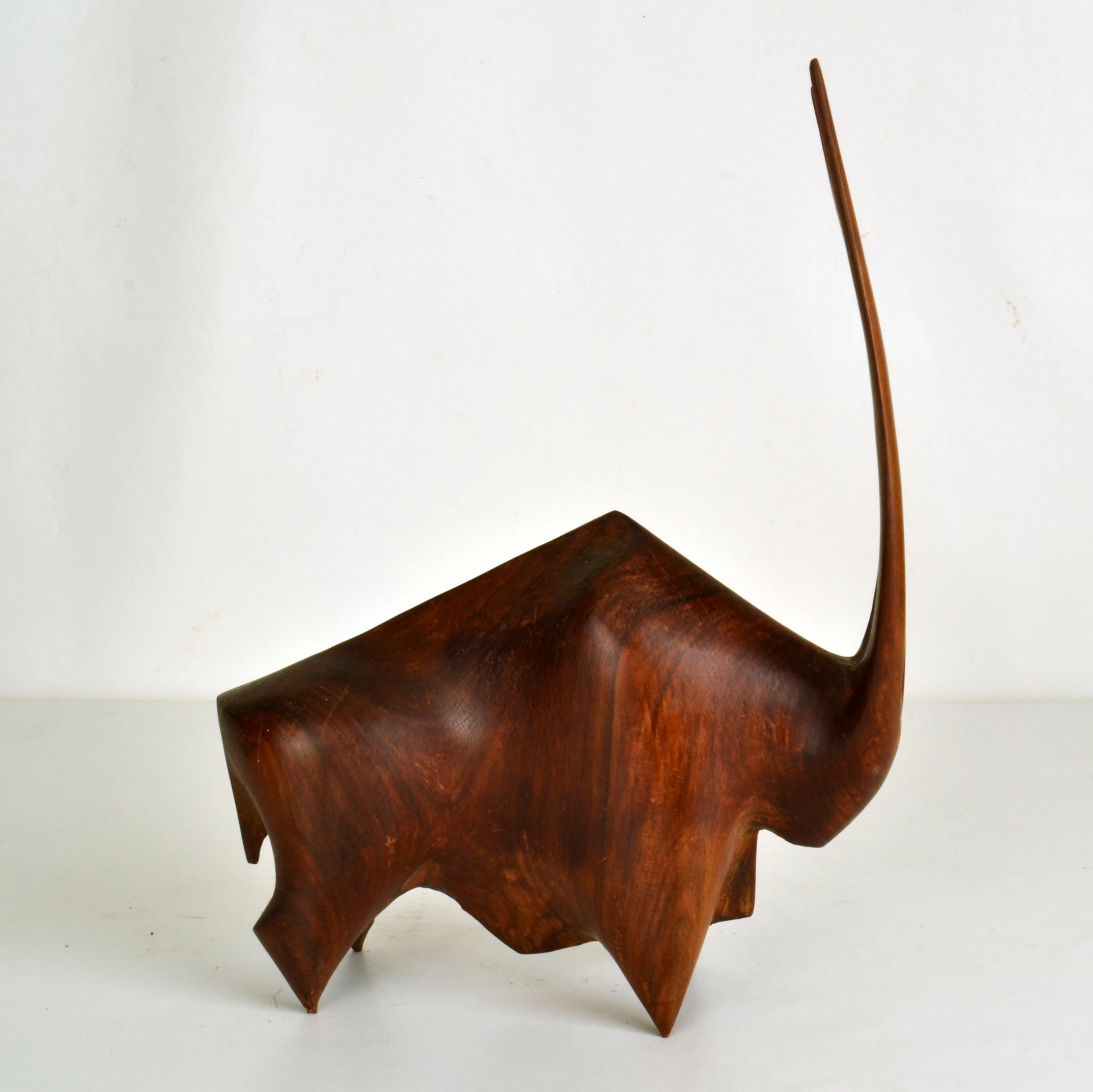 Late 20th Century Sculpture of Buffalo or Bull Hand Carved For Sale