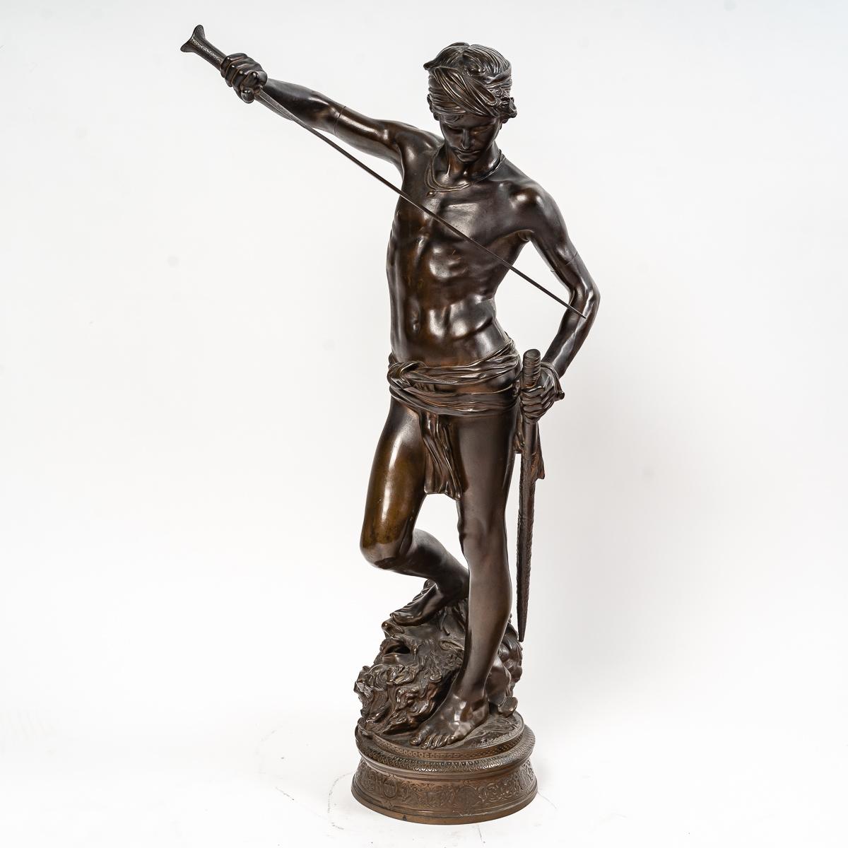 French Sculpture of David Vainqueur, Napoleon III Period For Sale