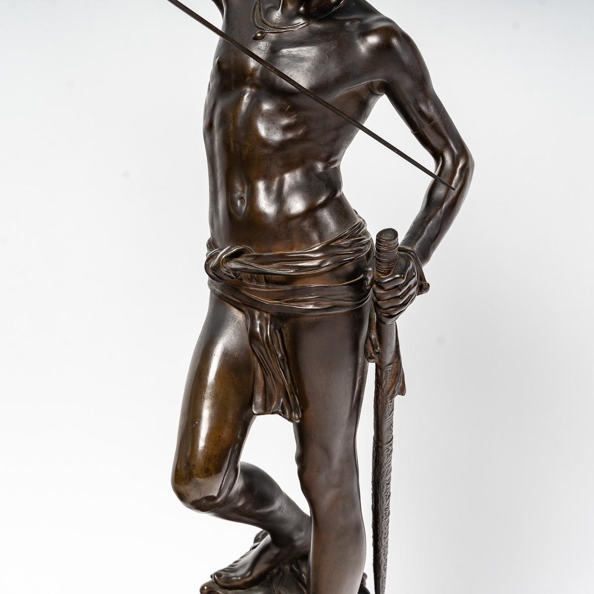 Patinated Sculpture of David Vainqueur, Napoleon III Period For Sale