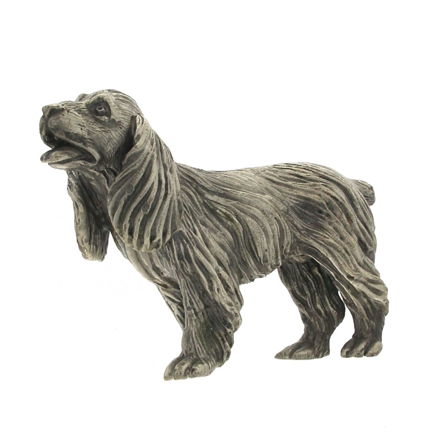 Sculpture of dog Cocker in silver