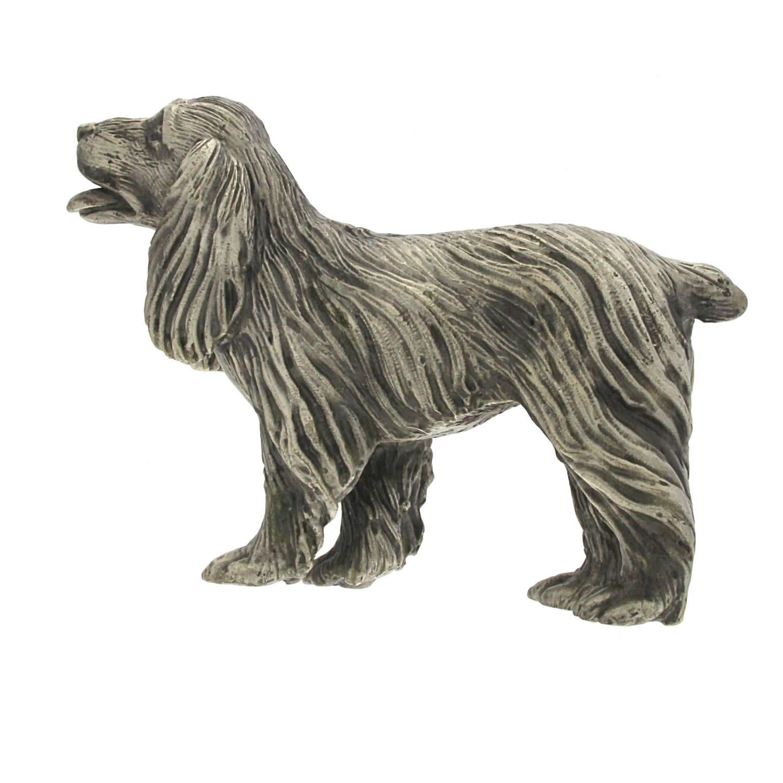 silver dog statue