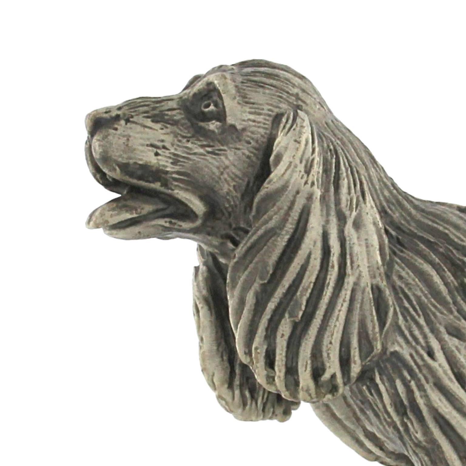 Early Victorian Sculpture of Dog Cocker in Silver For Sale