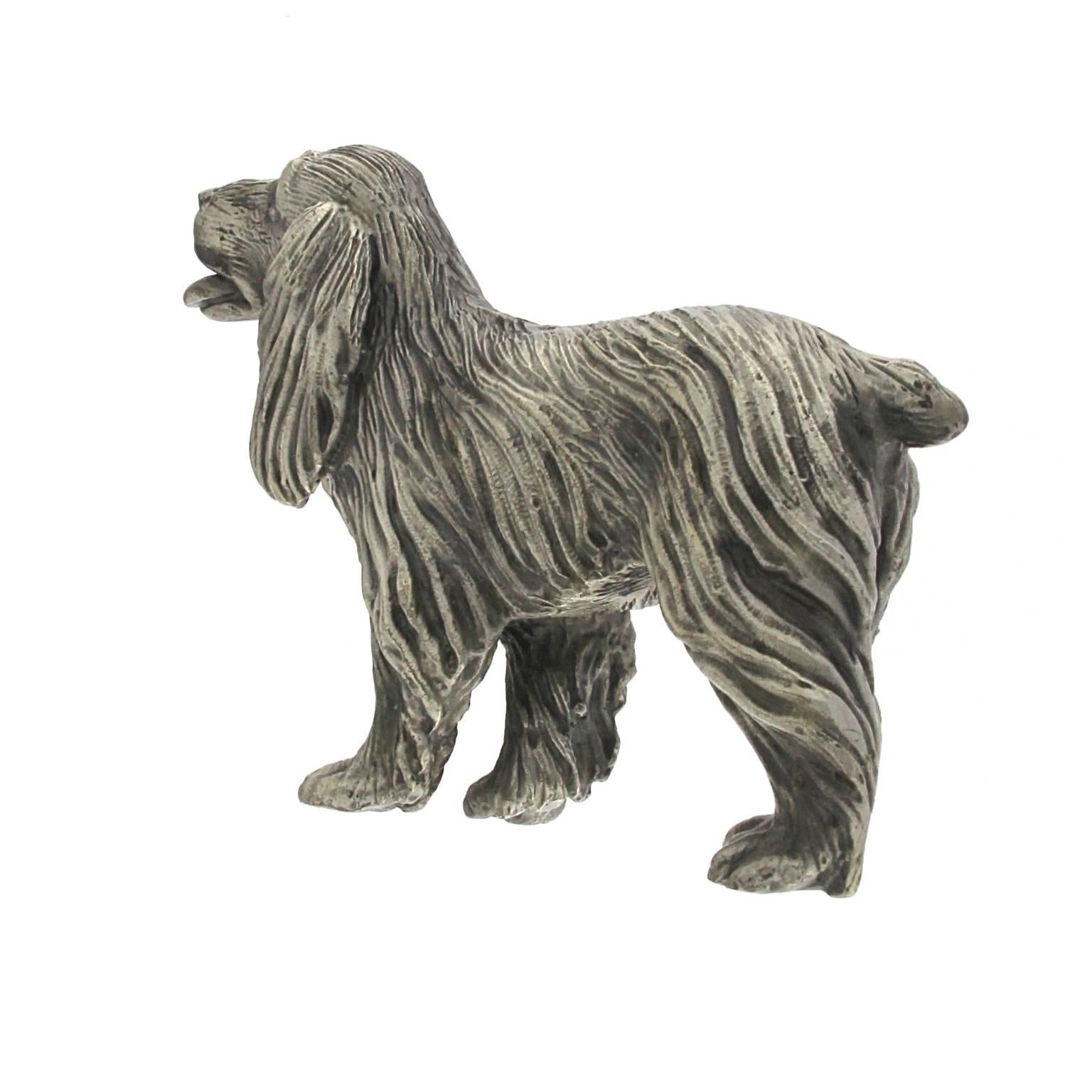 Sculpture of Dog Cocker in Silver In New Condition For Sale In Milano, Lombardia