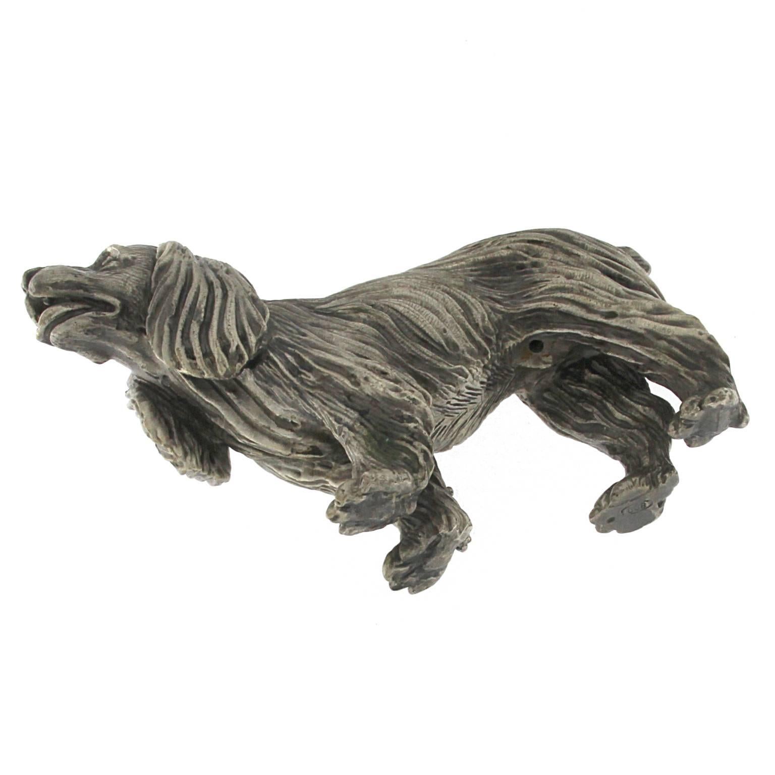 Women's or Men's Sculpture of Dog Cocker in Silver For Sale