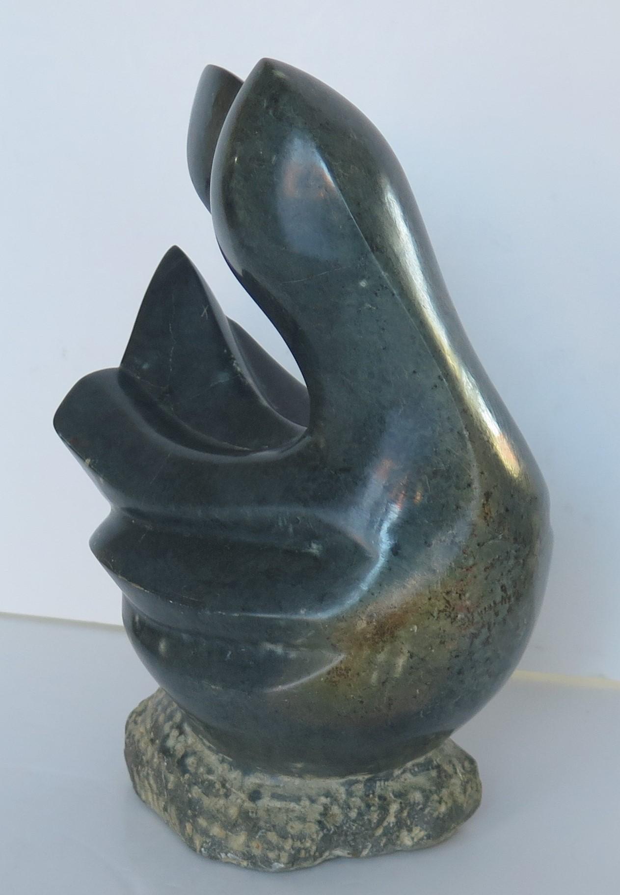 English Cubist Sculpture of Duck in Granite Stone Heavy 2.5kg, Early 20th Century
