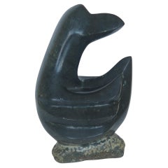 Sculpture cubiste de canard en pierre de granit lourde de 2,5 kg, début du 20ème siècle