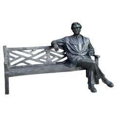 Lifesize Sculpture of Einstein Seated on Bench
