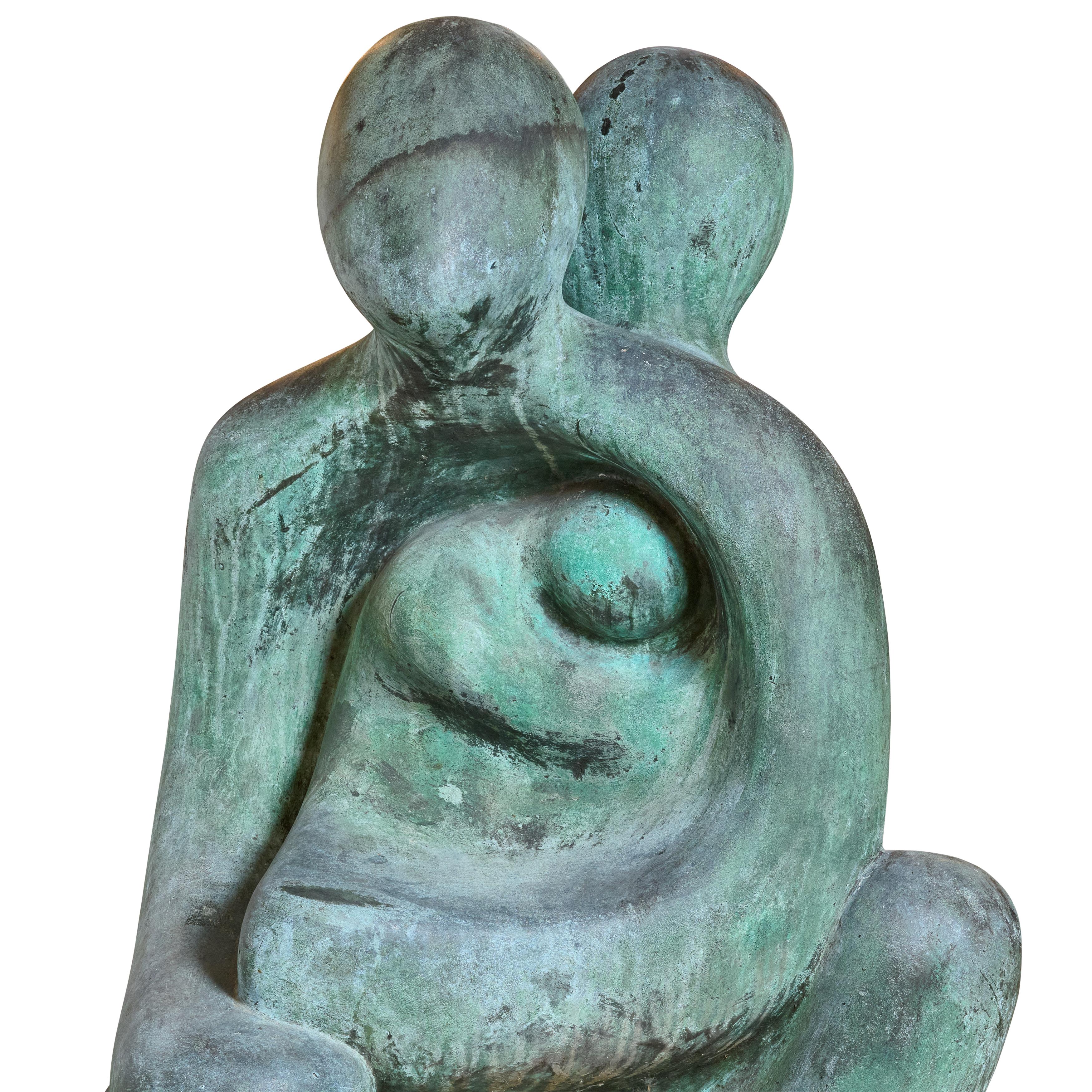 Bronze sculpture of family. Signed. Fantastic patina.

